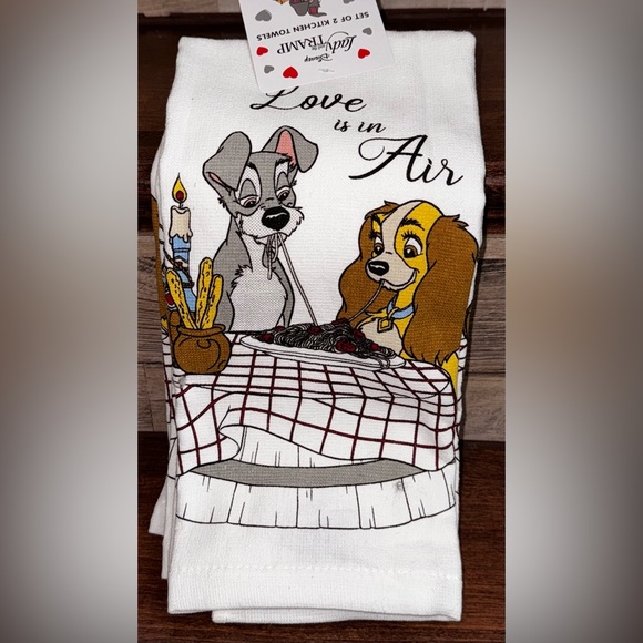 Disney Lady And Tramp Set of 2 Kitchen Towels - NEW - Picture 2 of 8